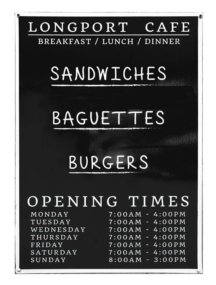 Longport Cafe opening times